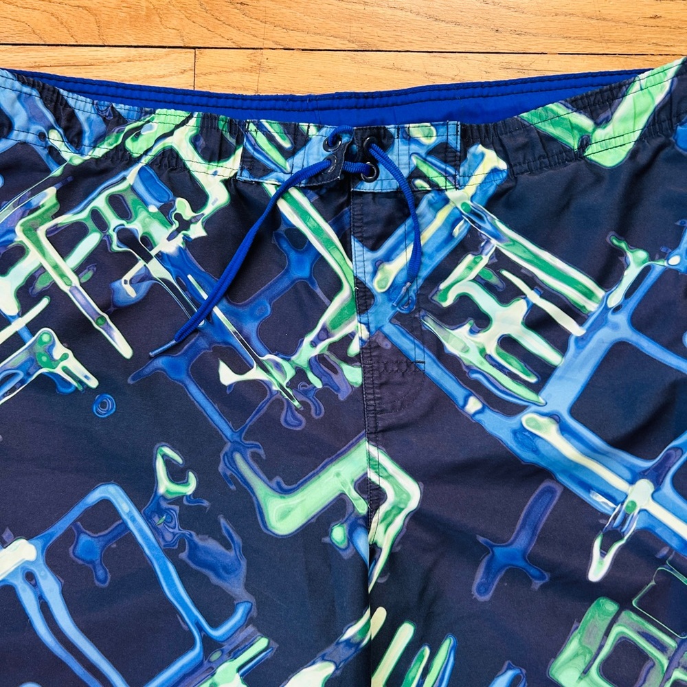 Nike Men L Circuit Board Print Board Shorts Blue Neon Green 9.5" - Picture 5 of 11